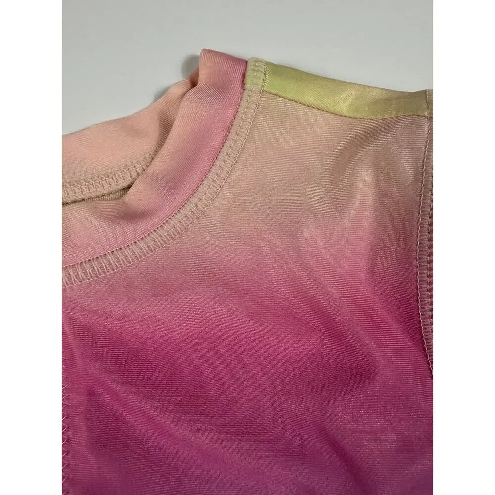 Tea Collection Rainbow Long Sleeve Zip One Piece Swimsuit Size 6